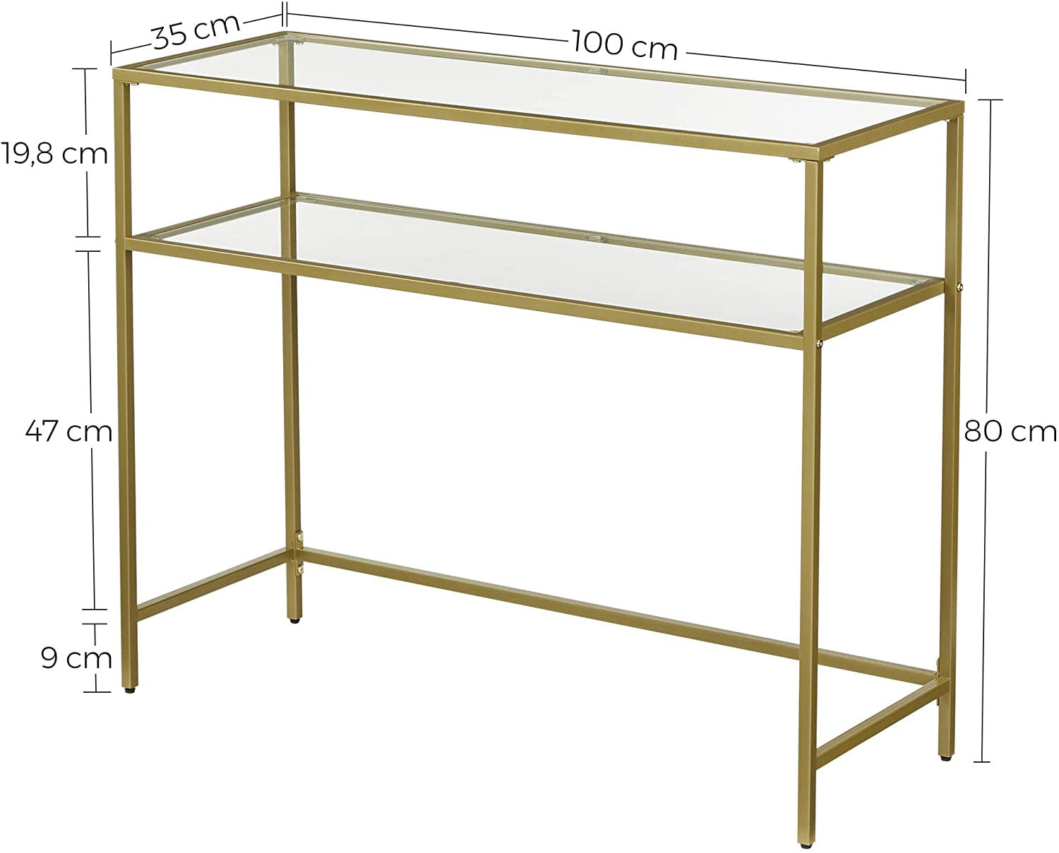 Gold Glass Console Table