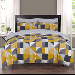 100% Cotton Yellow Geo Reversible Duvet Set