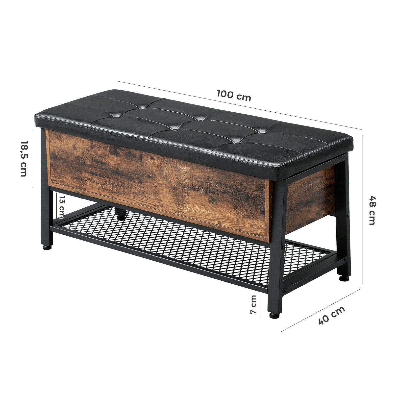 Industrial Padded Seat Storage Bench