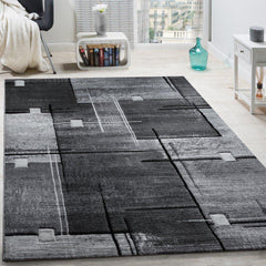 Mottled Grey & Black Lined Rug