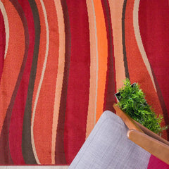 Red Swirling Stripe Rug