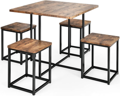 Ranzio Square Dining Table & 4 Stool Set