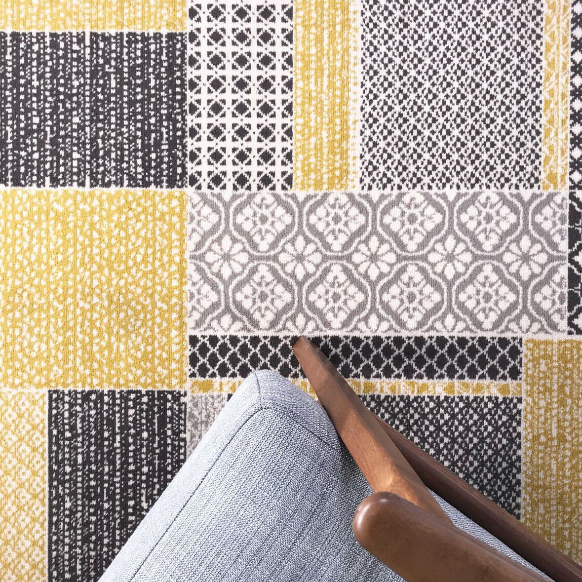 Contemporary Yellow & Grey Mosaic Rug