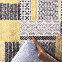 Contemporary Yellow & Grey Mosaic Rug